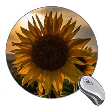 Imagem de Mouse pad de borracha para jogos Sunflower Sunset Field 130139 (1) Mouse pad redondo para mesa