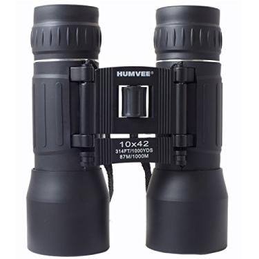 Imagem de Binóculo compacto de borracha Humvee HMV-B-10X42-BLK com lente vermelha antirreflexiva, 25,4 x 102,8 cm, preto