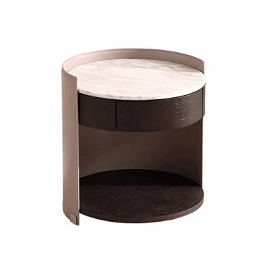 Imagem de jinyi2016SHOP Mesas Laterais de Cama Redondas Luz de Ardósia Luxuosa Mesa de Cabeceira de Mármore Quarto Mesa de Cabeceira Simples Gaveta Divisória Mesa de Cabeceira Mesa de Cabeceira para Quarto (Cor: B)
