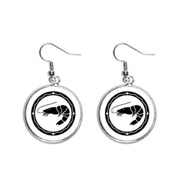 Imagem de Brinco de prata preto com ilustração de camarão da vida marinha joia feminina