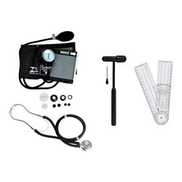 Imagem de Kit Fisioterapia Esfigmomanômetro com Estetoscópio e Martelo Buck Preto com Goniômetro (Preto)