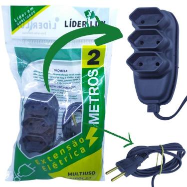 Imagem de Extensão Elétrica 3 Tomadas Lider Lux 2 Metros Multiuso