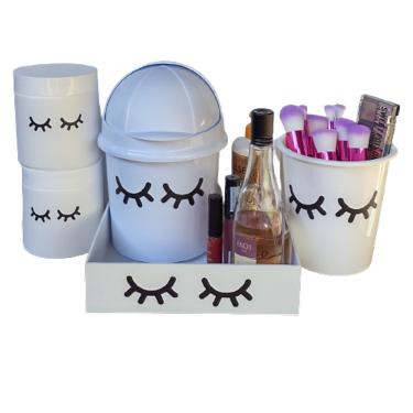 Imagem de Organizador de maquiagem cílios c/lixeira branco