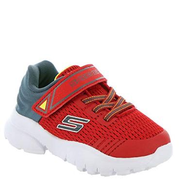 Imagem de Skechers Tênis esportivo unissex para meninos, Vermelho/carvão, 5 Toddler