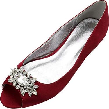 Imagem de Sapato de casamento feminino peep toe strass sem salto para noivas dama de honra, Nred, 8