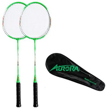 Imagem de HiXB Raquete de Badminton Ternos para dois jogadores Esportes ao ar livre e Fitness Pacote inclui 3 Badminton e estojo de transporte adequado para adultos presentes de crianças, verde