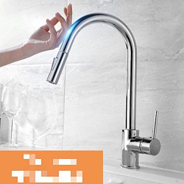 Imagem de Pull Out Sensor Preto Torneiras de Cozinha Aço Inoxidável Smart Induction Mixed Tap Touch Control Torneira De Cozinha Torneira De Cozinha,Chrome,China