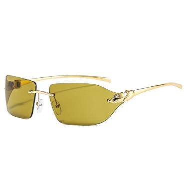 Imagem de Óculos de sol vintage exclusivo chita feminino sem aro transparente oceano lente designer óculos masculinos óculos de sol tons uv400,3, china