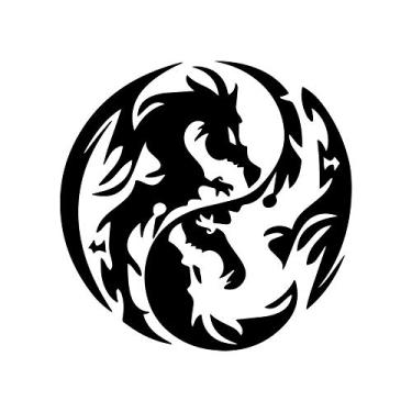 Imagem de Dragon Yin Yang – Adesivo decorativo removível de vinil tribal para parede, carro, iPad, Macbook, laptop, bicicleta, capacete, pequenos aparelhos, instrumentos de música, motocicleta, mala [a]