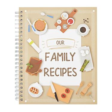 Imagem de Pipilo Press Livro de receitas da família em branco – Caderno de receitas encadernado em espiral, 45 folhas, 90 páginas, 16,5 x 21 cm, faça seu próprio livro de receitas para receitas personalizadas e