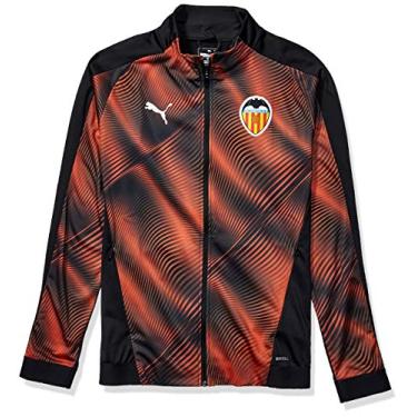 Imagem de PUMA Jaqueta masculina Valencia Vcf Stadium, Puma Black-vibrant Orange, Small