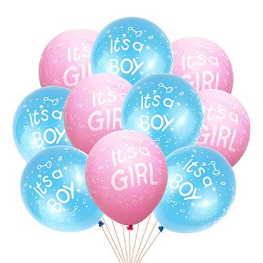 Imagem de AnnoDeel 50 peças de balões It's a Boy Girl, balões de látex rosa azul claro de 30,48 cm para chá de bebê, suprimentos de festa de aniversário