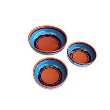Imagem de Canyon Cactus Ceramics Terracota espanhola conjunto de 3 tigelas pequenas para mergulho, azul