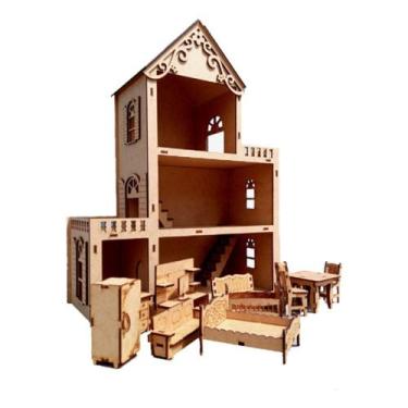 Casa Casinha da Barbie em mdf 110cm de Altura+ 22 Móveis