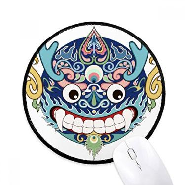 Imagem de DIYthinker China Cabeça de dragão chinês padrão tradicional mouse pad desktop escritório tapete redondo para computador