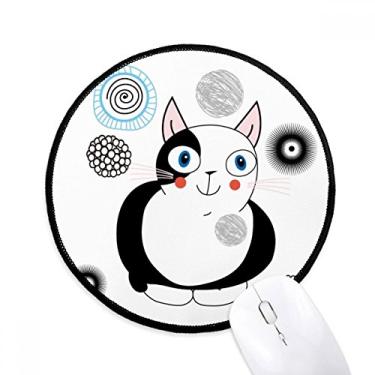 Imagem de DIYthinker Tapete de mouse animal gato fofo gordo sorriso desktop escritório tapete redondo para computador