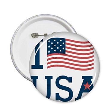 Imagem de Broche de cultura I Love USA America Flag Culture Pins Emblema de botão Decoração 5 peças