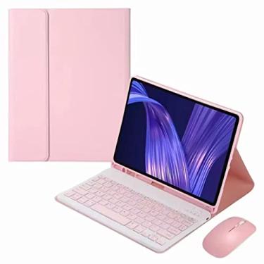 Imagem de Capa para Galaxy Tab S8 Plus/S7 FE/S7 Plus com teclado e mouse 12,4 polegadas, teclado magnético destacável + mouse + capa fina com suporte de caneta S para tablet Galaxy S8+ 2022/S7 FE 2021/S7+ 2020 (rosa)