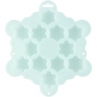 Imagem de Wilton Molde de petisco de floco de neve tamanho mordida de silicone com 12 furos, azul, 22,86 x 19,25 x 2,54 cm