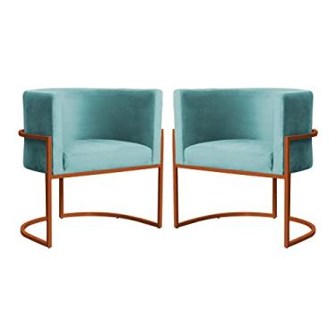 Imagem de Kit 02 Poltrona Luana Base Bronze Para Sala Veludo Cores - DS Estofados