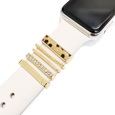Imagem de 5 peças de argolas decorativas para Apple Watch iWatch Ultra Series 8, 7, 6, 5, 4, pingentes, acessórios de metal para Galaxy Watch 5 4 para Amazfit Bip U Pro GTS Series 2, 3, 4, Cheetah-03