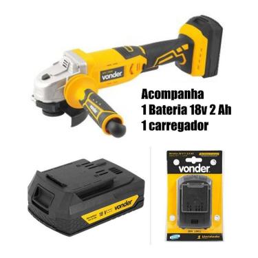 Imagem de Esmerilhadeira 4.1/2 IEV 1808 VONDER c/ 1 bateria 2.0Ah 18V