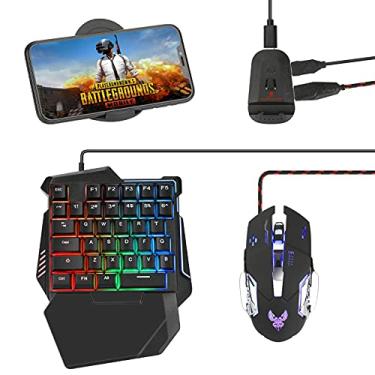 Imagem de Combo de teclado e mouse para jogos de meia mão Laelr 35 teclas PUBG Teclado mecânico RGB retroiluminado com descanso de pulso Conversor de mouse para jogos com fio para Android, iOS, jogos de