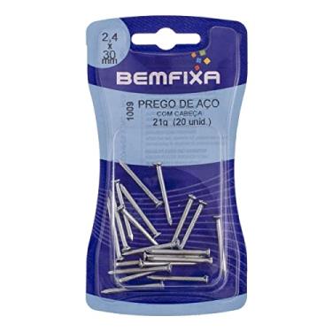 Imagem de BemFixa 1009 Prego Aço com Cabeça, 2.4 x 30 mm, 20 unidades, PRATA