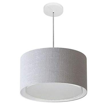 Imagem de Lustre Pendente Cilíndrico Duplo Cúpula Tecido 25/40x35 cm, Vivare Iluminação, Pendente4290 CZ, Cinza, Médio