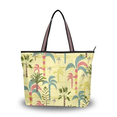 Imagem de ColourLife Bolsa tote de poliéster com alça de ombro colorida Palms On The Beach, Colorido., Large