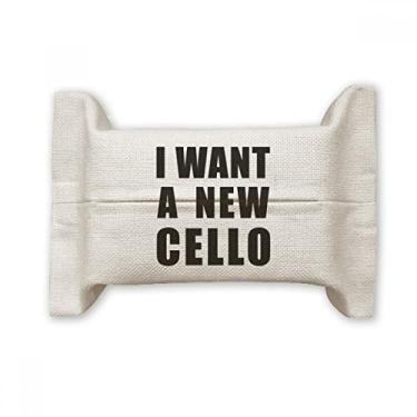 Imagem de Bolsa de linho de algodão para lenços faciais I Want A New Cello