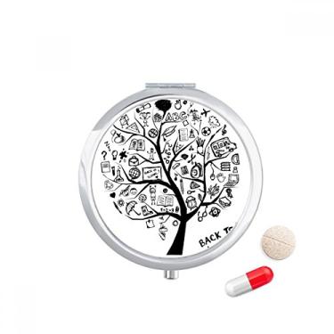 Imagem de Estojo de comprimidos com desenho de árvore em estilo escolar fofo de grafite