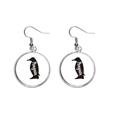 Imagem de Brinco de pinguim preto e branco com orelha de animal pendente, joia feminina