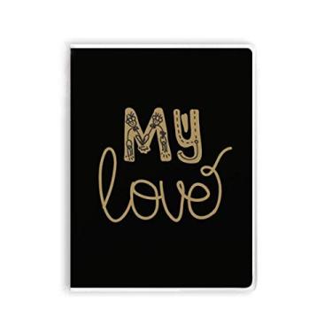 Imagem de Caderno de anotações escritas à mão com citação My Love Gold Diary capa macia