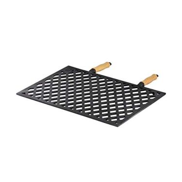 Imagem de Grelha Vazada Em Ferro Fundido Com Cabo Madeira 33x50 Cm