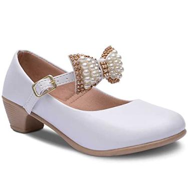 Imagem de Sapato de Salto Infantil Feminina Laço Pérola na Tira 03.101 (Branco, 30)