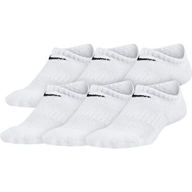 Imagem de NIKE Kids' Unisex Everyday Cushioned No-Show Socks (6 Pair), White/Black, Medium