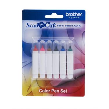Imagem de Brother ScanNCut Conjunto de canetas CAPEN1, 6 peças de marcadores de tinta permanentes coloridos para desenho e escrita, inclui vermelho, rosa, marrom, preto, azul e verde