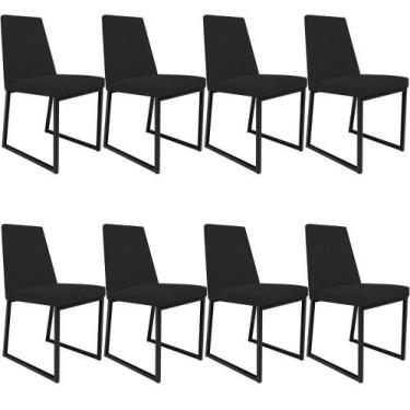 Imagem de Kit 08 Cadeiras Para Sala De Jantar Base Aço Industrial Preto Dafne L0