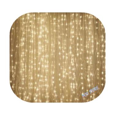 Imagem de Cortina 300 Led 3,0m x 2,0m Fixo Branco Quente Decor Festa Casa Natal 110V