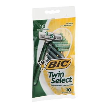 Imagem de Bic Duplo selecionado, pele sensível, barbeador descartável para homens, pacote com 12 (10 lâminas por pacote)