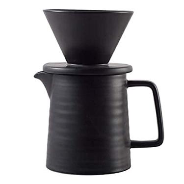 Imagem de Conjunto de Cafeteira Pour Over, Coador e Decantador de Cerâmica Preta Premium V60, Máquina de Café com Filtro Doméstico