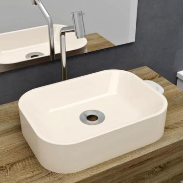 Imagem de Cuba Pia De Apoio Retangular 36x27cm Luna Bege Para Banheiro