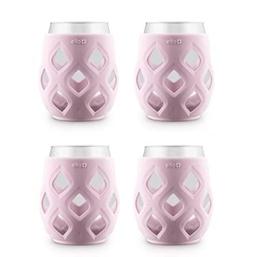 Imagem de Ello Cru Conjunto de taças de vinho sem haste de 482 g com mangas protetoras de silicone, pacote com 4 taças de coquetel perfeitas para pátios de verão e festas, presente para ela o dia das mães,