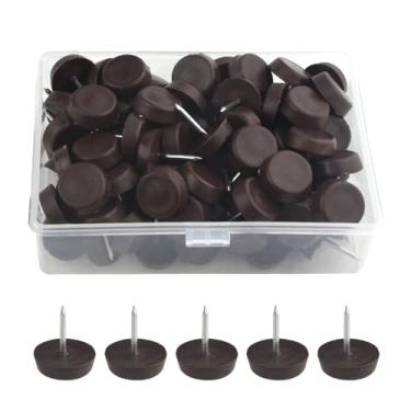 Imagem de TOVOT 100 peças 0,59 polegadas/15 mm Plástico Furniture cadeira Pés de mesa Pés deslizantes unhas móveis móveis deslizantes marrom