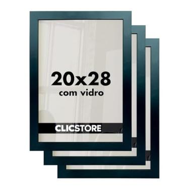 Imagem de Kit 3 Moldura Quadro Vidro 20X28 Poster Diplomas Porta Retrato Parede Foto Certificado Fotografia Madeira Cartazes MDF C