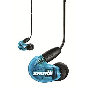 Imagem de Shure Fones de ouvido com isolamento de som com fio SE215, som nítido, driver único, ajuste intra-auricular seguro, cabo removível, qualidade durável, compatível com dispositivos Apple e Android - azul