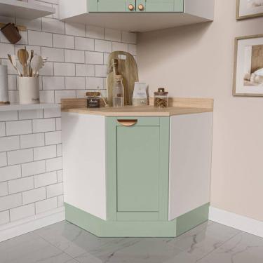 Imagem de Balcão de Canto Oblíquo Arizona CabeCasa MadeiraMadeira Branco/Menta