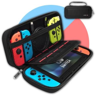 Imagem de Case Capa Para Nintendo Switch Oled - Capa Protetora Para Nintendo Switch Oled Com 11 Compartimentos 2 Zipers Bolsa Perfeita Para Viagens Estojo Bag de Proteção e Acessórios Para Nintendo Switch Oled
