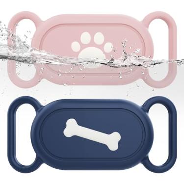 Imagem de Capa de silicone à prova d'água para Galaxy Smarttag2, pacote com 2 coleiras para cães e gatos, antiperda resistente a arranhões, capa protetora para Samsung Galaxy Smart tag2 (rosa)